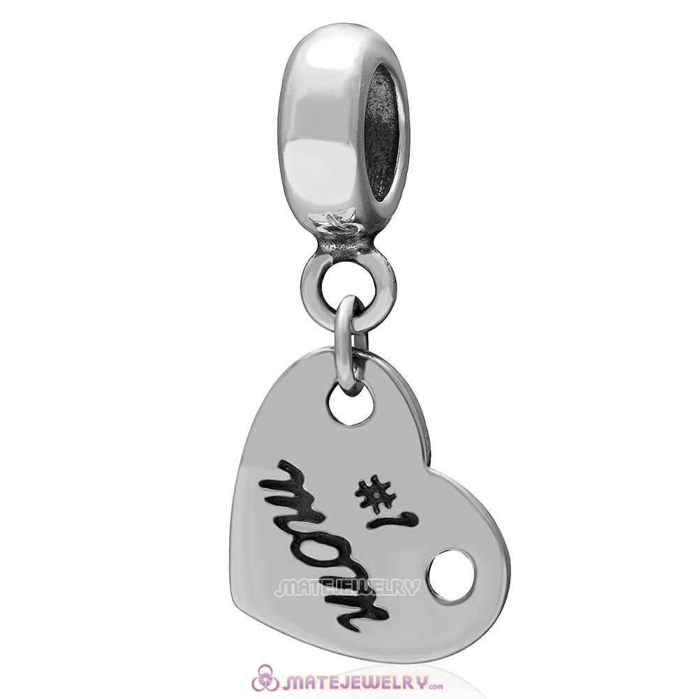 No 1 Mom Heart Charm 925 Sterling Silver Pendant