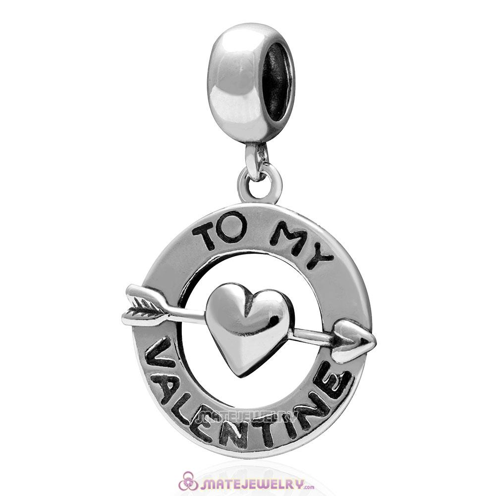 To My Valentine Charm 925 Sterling Silver Pendant