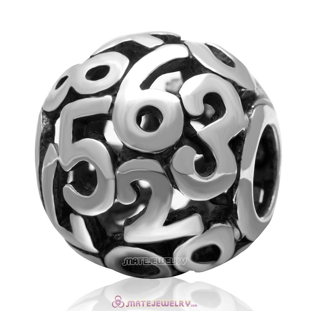  0 to 9 Number Combination Charm 925 Sterling Silver Bead European Style