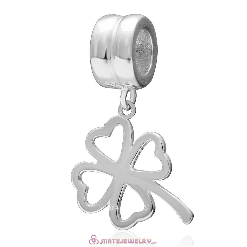 Lucky Four-leaf Clover Charm 925 Sterling Silver Pendant 