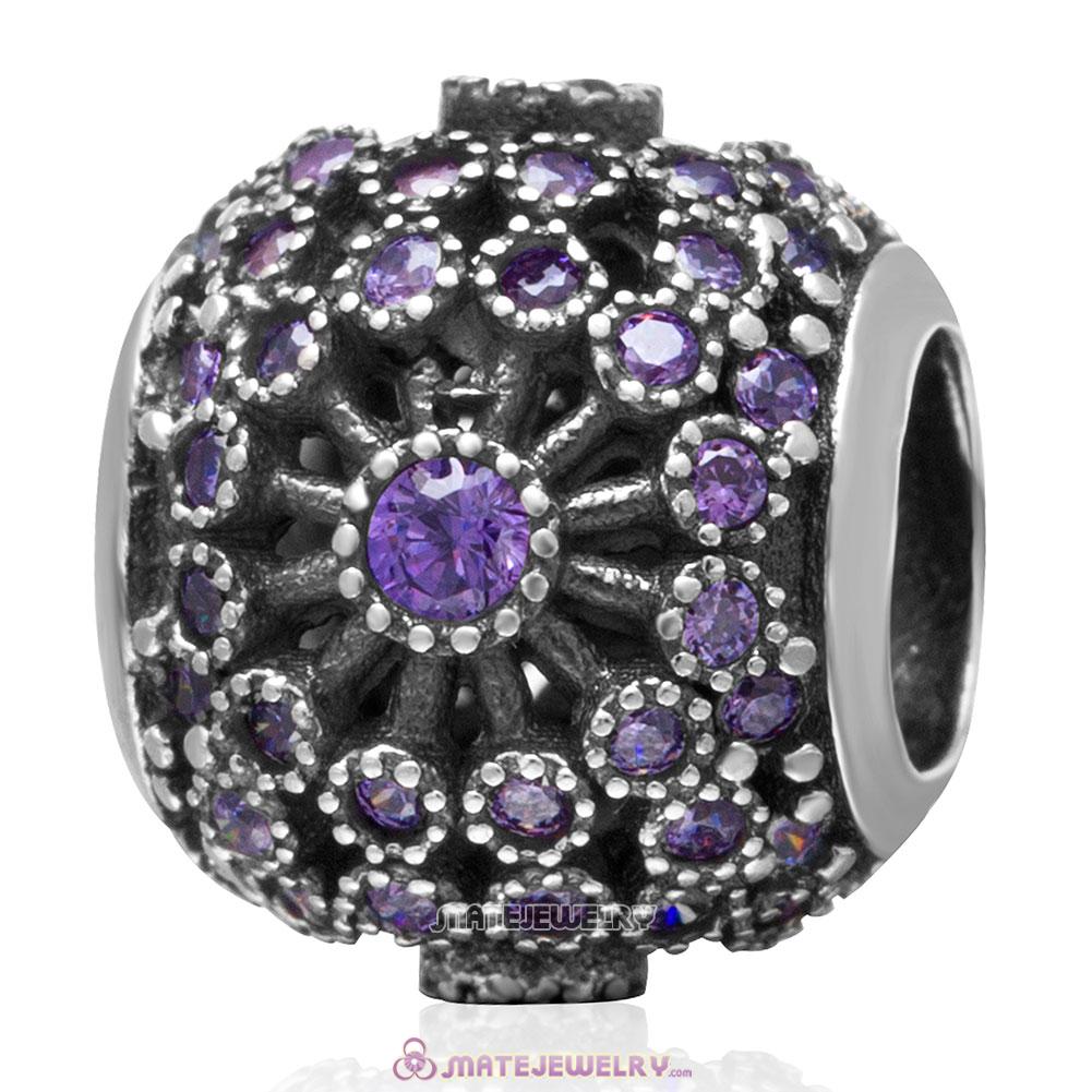  Inner Radiance Charm 925 Sterling Silver Bead with Purple Cz