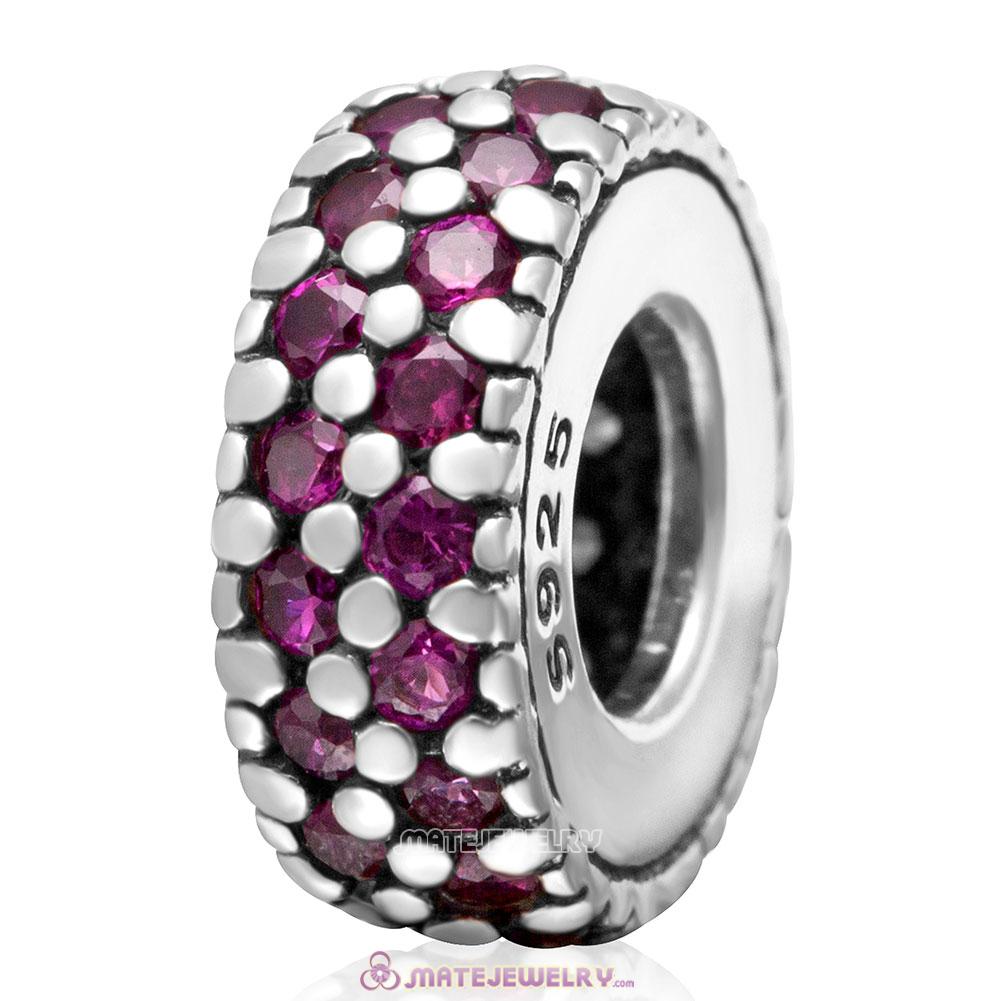 Inspiration Within with Fuchsia CZ Spacer Bead 925 Sterling Silver 