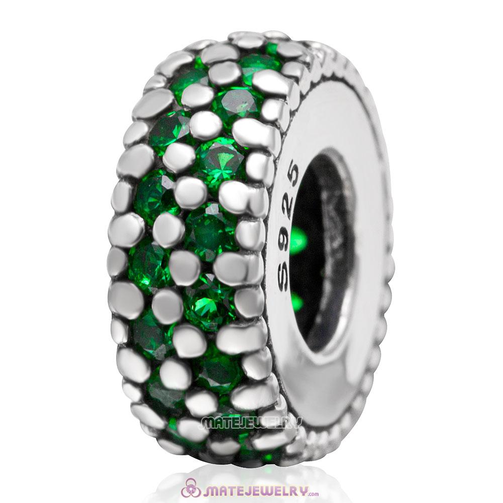 Inspiration Within with Emerald CZ Spacer Bead 925 Sterling Silver 