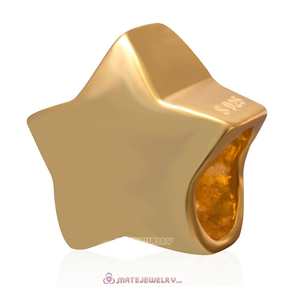 Gold Plated 925 Sterling Silver Star Charm Jewelry Bead