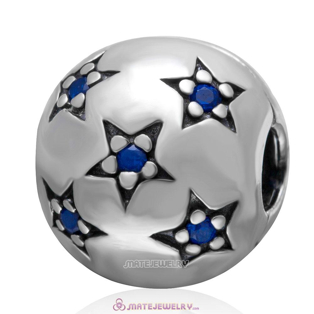 Sterling Silver Twinkle Twinkle with Blue CZ Clip Beads European Style