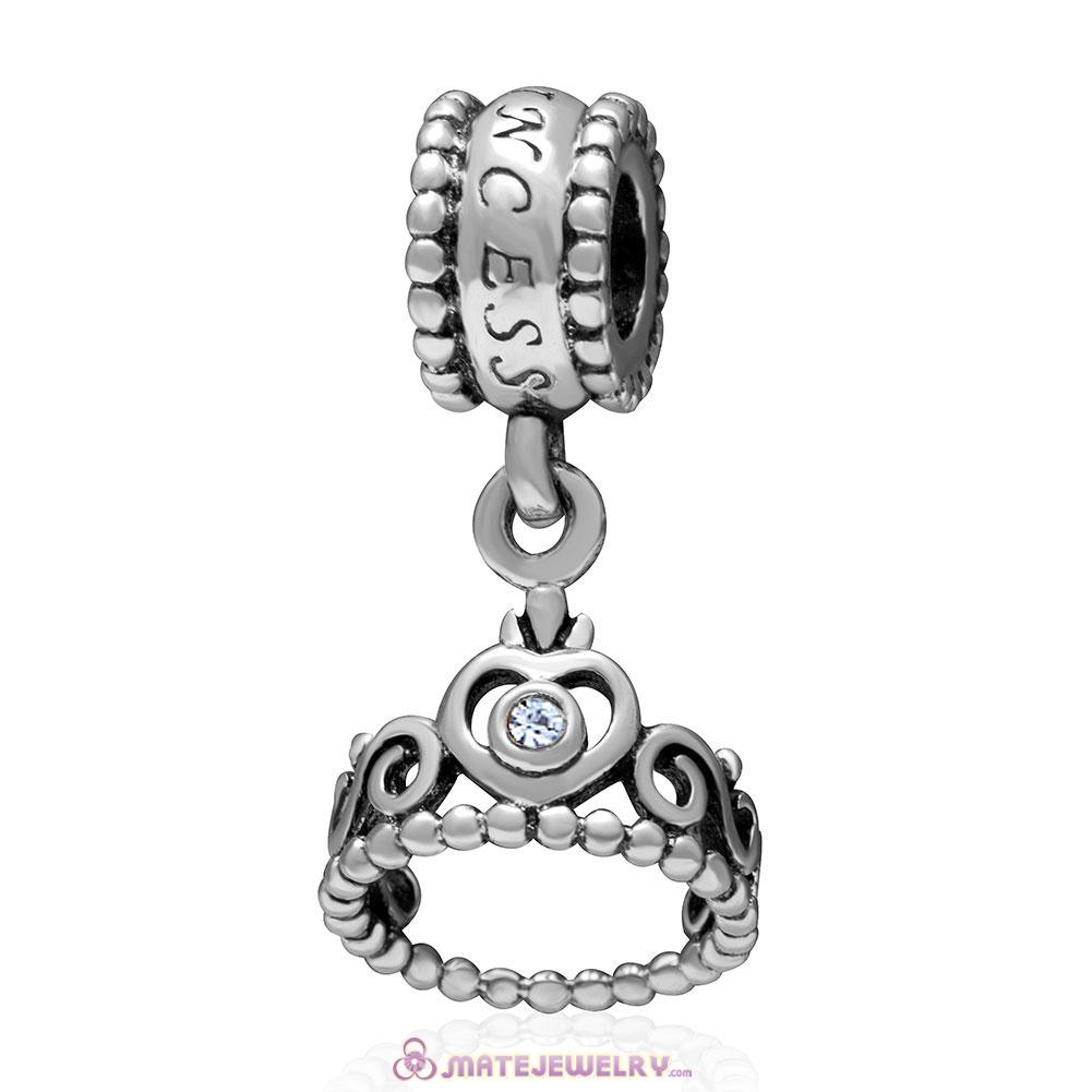 European Sterling My Princess Dangle With Light Sapphire Austrian Crystal