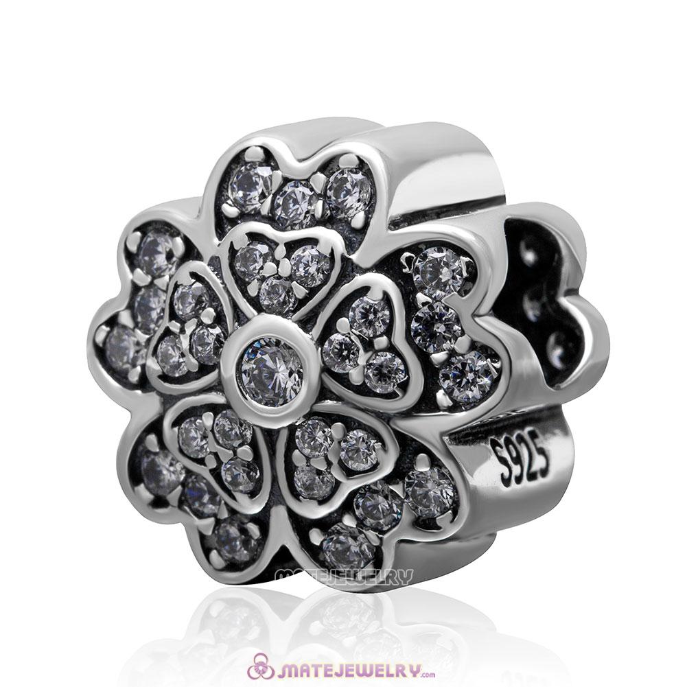 Sparkling 925 Sterling Silver Primrose Love with Clear Stone Bead