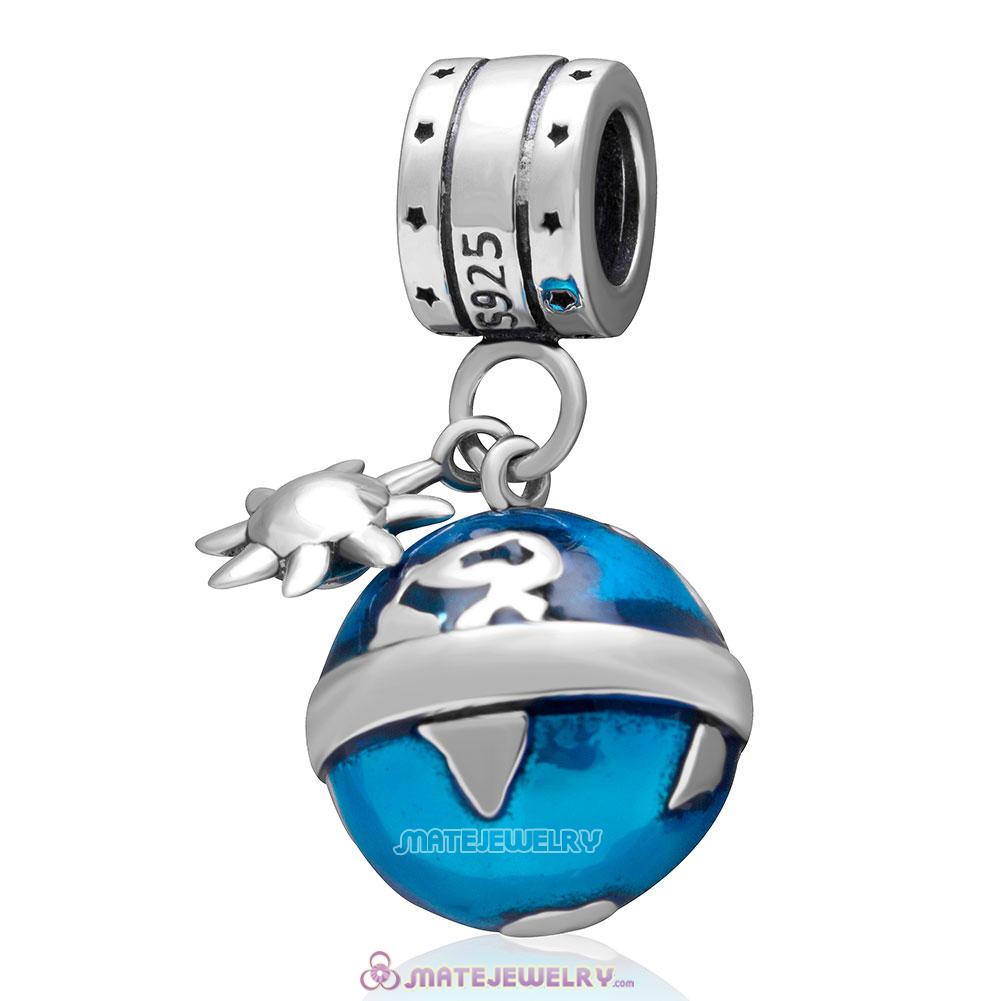 Around the World Earth Charm 925 Sterling Silver Dangle Bead