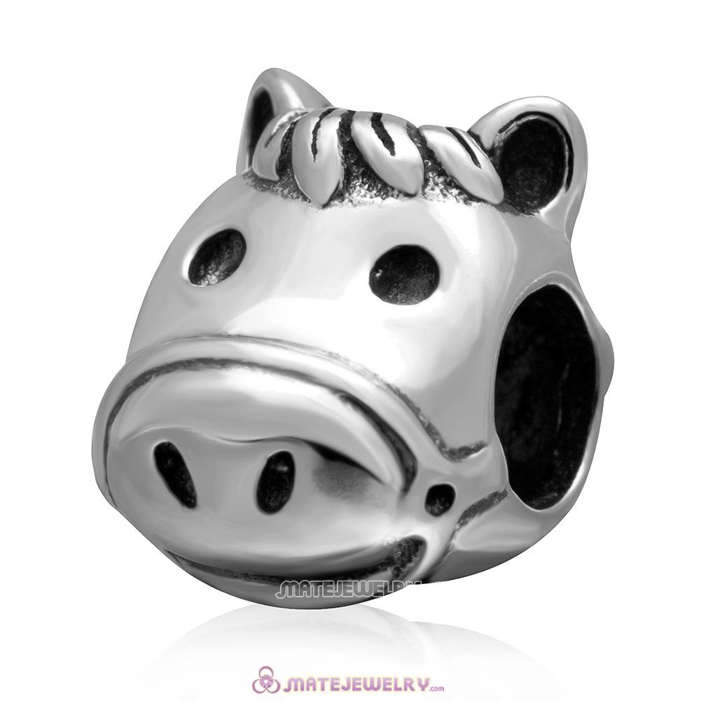 Horse Head Antique 925 Sterling Silver Charm Bead  