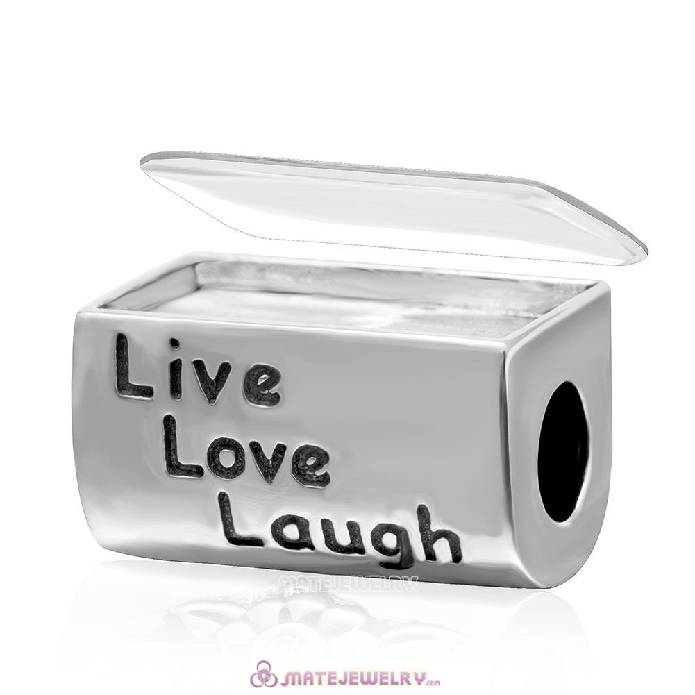Sterling Silver Live Love Laugh Rectangle Beads with DIY Photo European Style