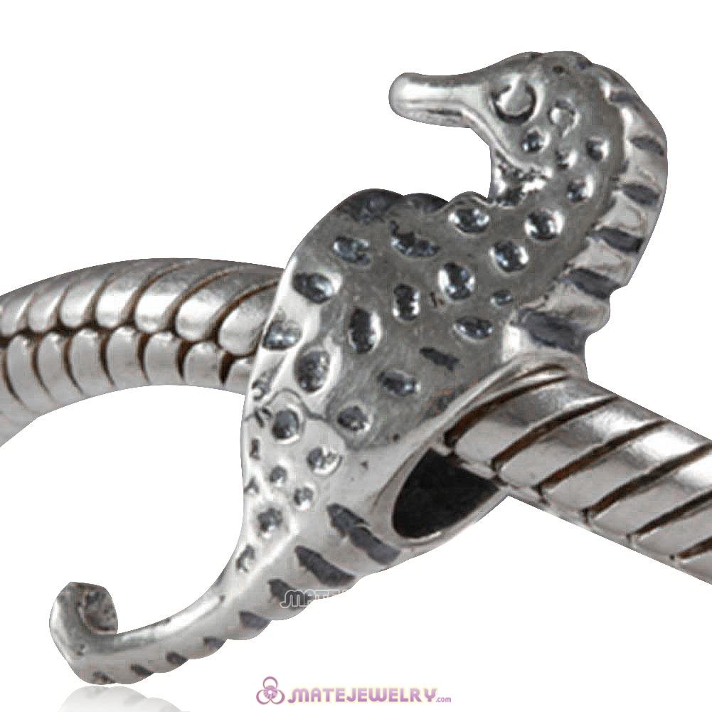 antique silver seahorse style beads