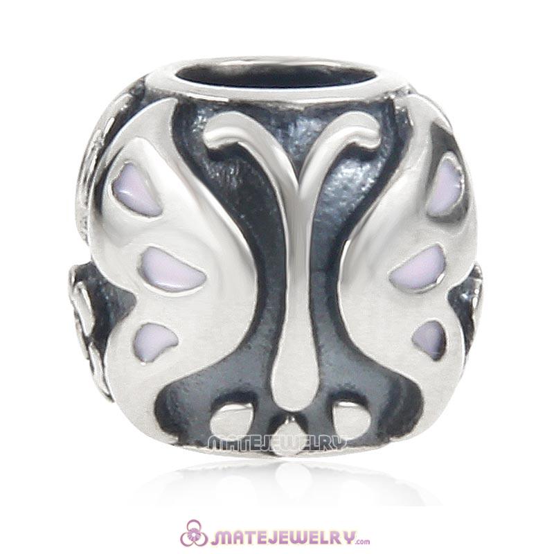 Butterfly and Flower 925 Sterling Silver Bead Charm
