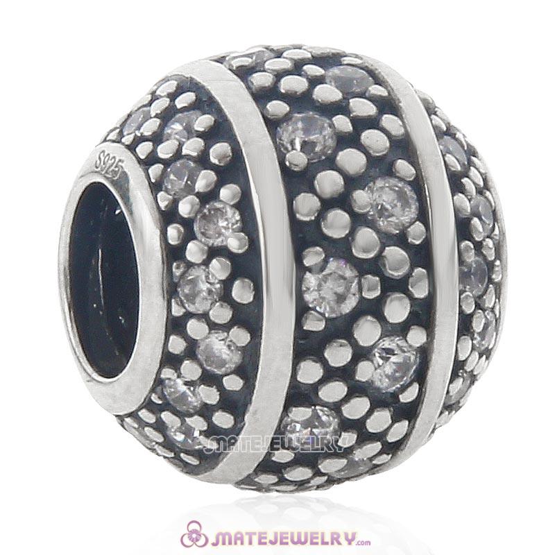 Clear Cubic Zirconia Charm 925 Sterling Silver Bead