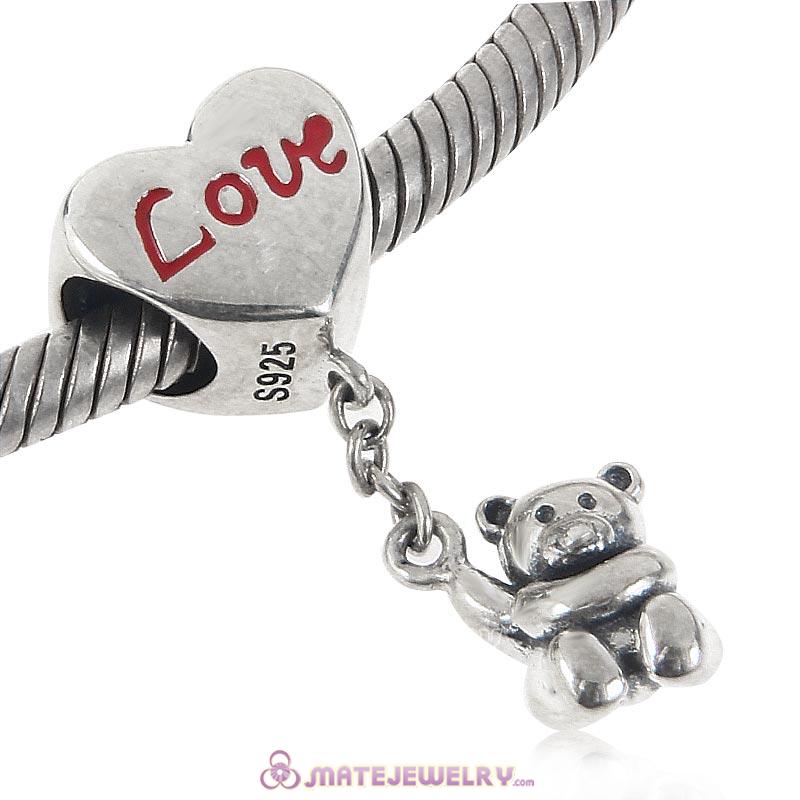 Bear with Love Charms 925 Sterling Silver