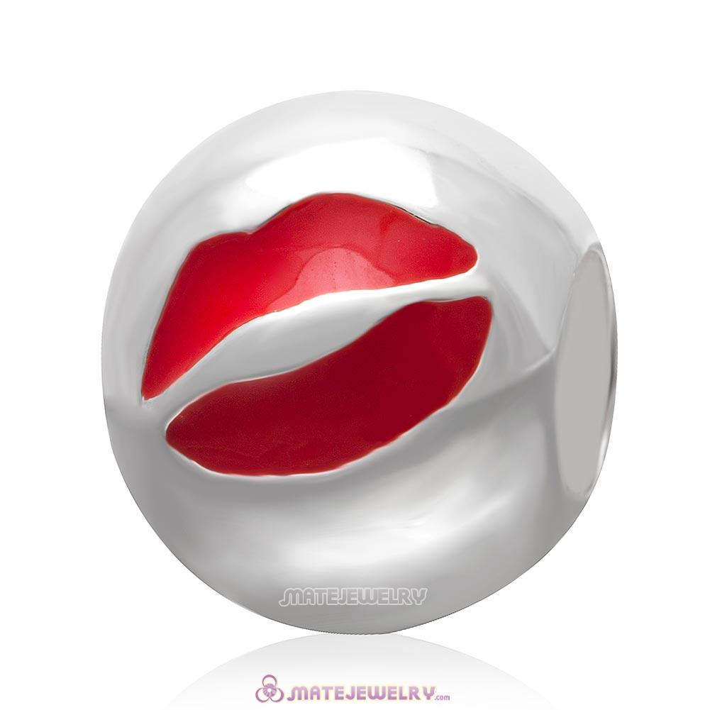 Red Lip Kiss Face Charm QQ Emoji Beads
