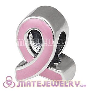 Enamel Pink Ribbon Charm Sterling Silver Breast Cancer Awareness Bead
