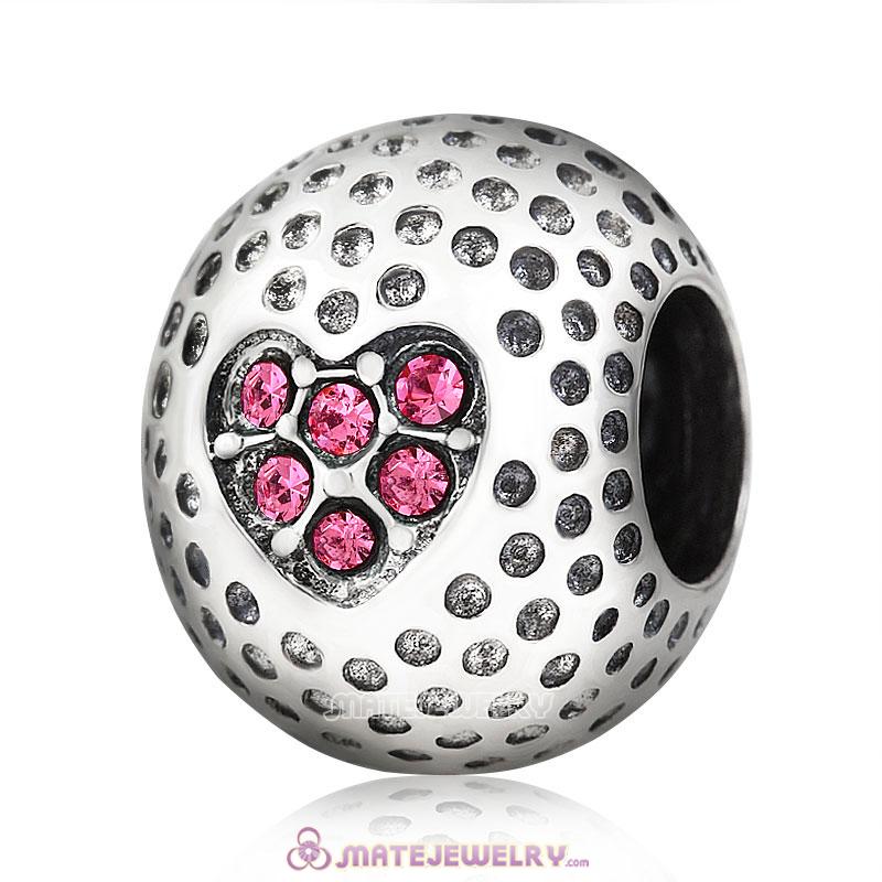 Rose Crystal Golf Ball Charm Beads