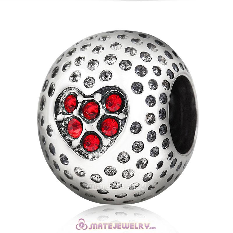 Red Crystal Golf Ball Charm Beads