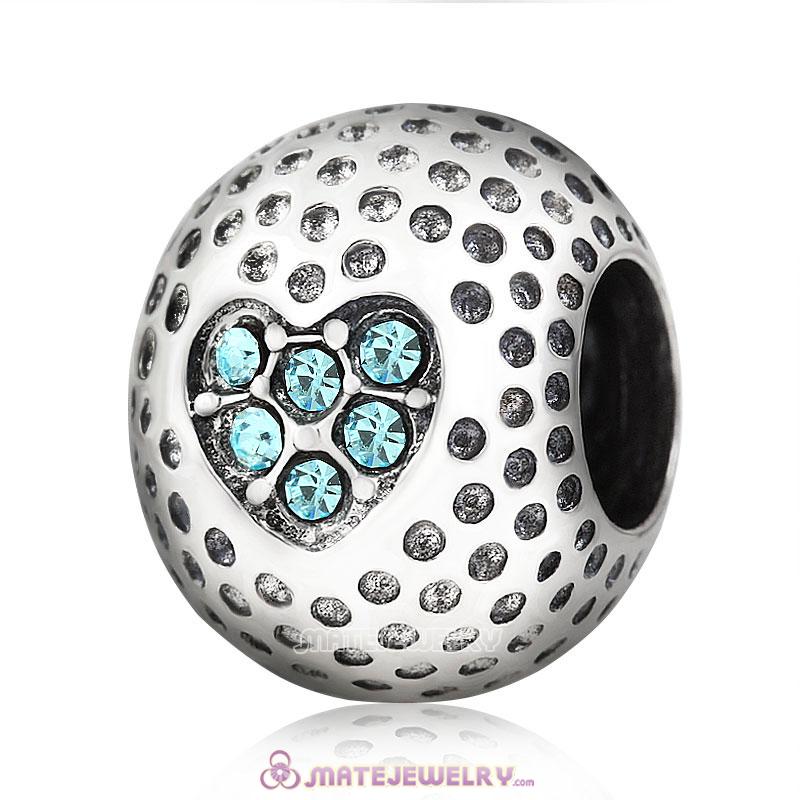 Aquamarine Crystal Golf Ball Charm Beads