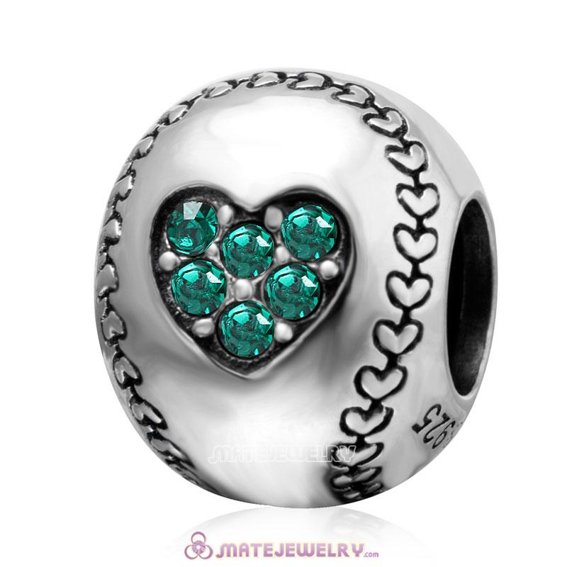 Emerald Crystal Baseball Ball Charm Beads