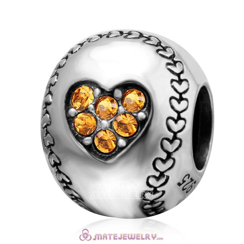 Topaz Crystal Baseball Ball Charm Beads