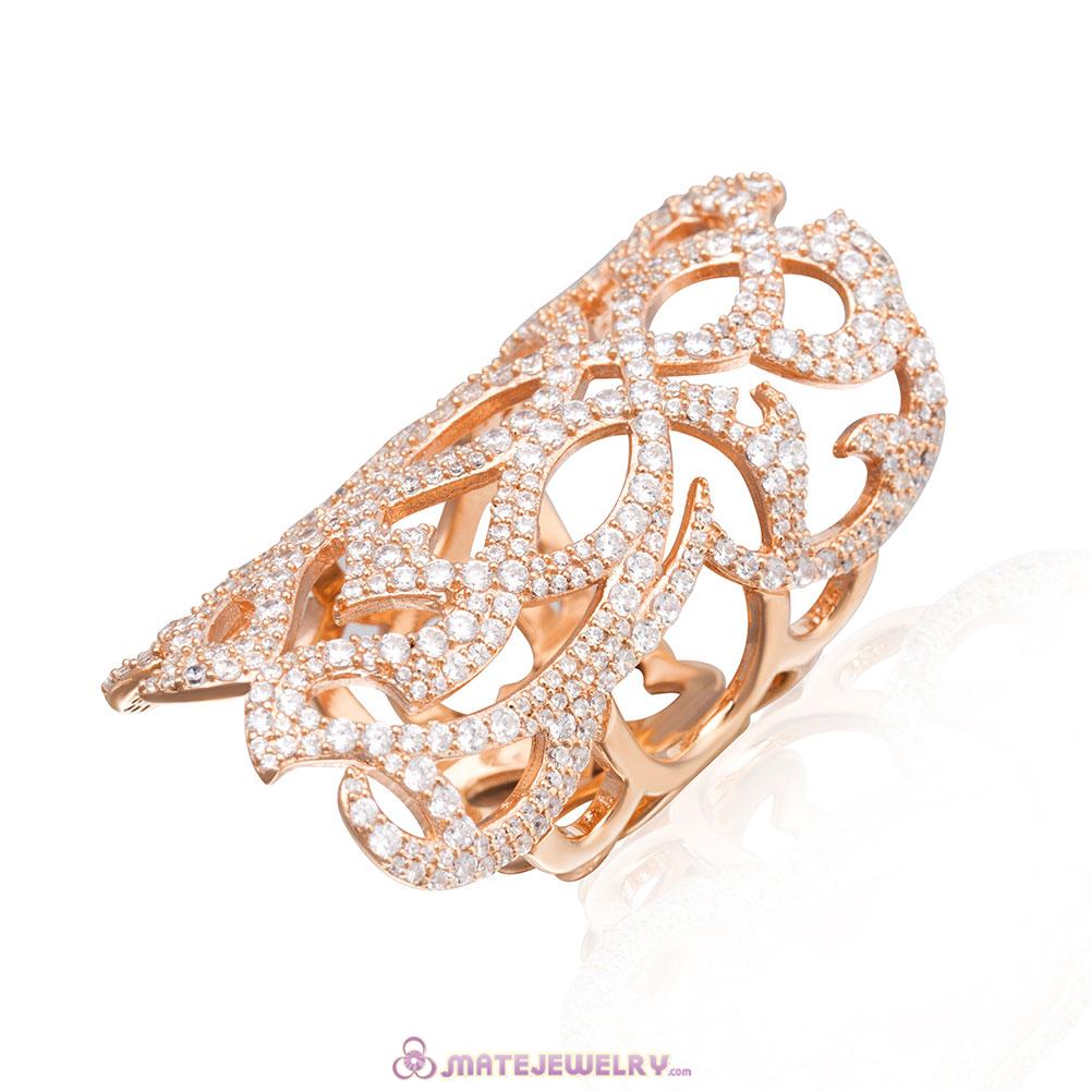 Cubic Zirconia Rose Gold Ring Sterling Silver