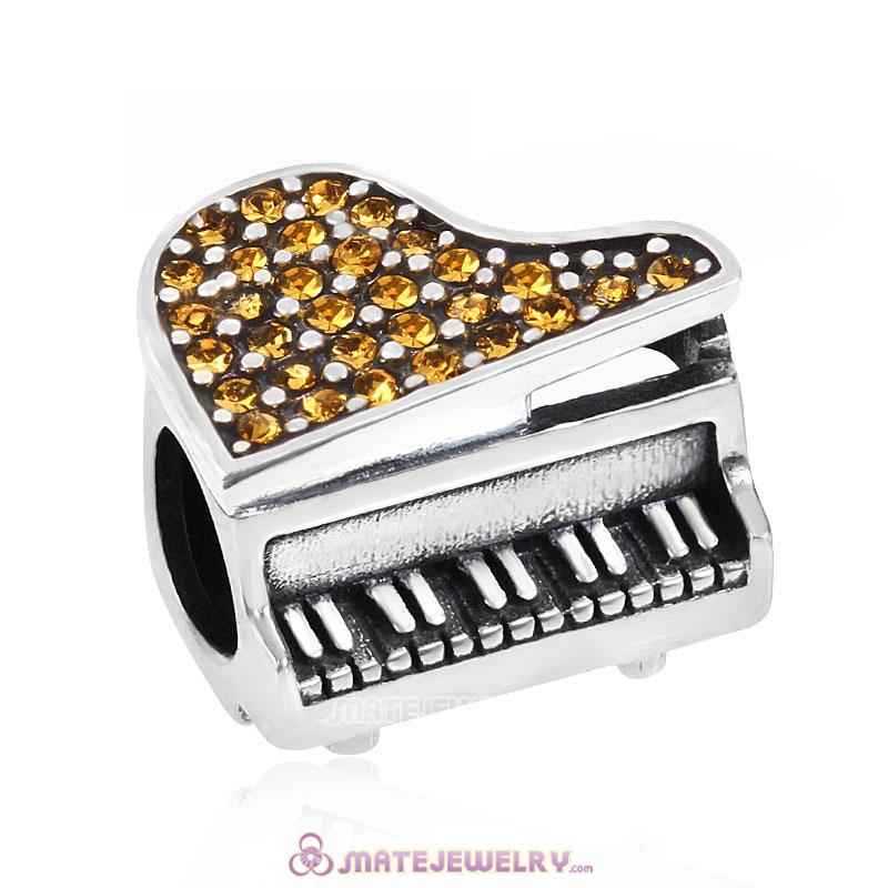 Music Piano Beads Charm Topaz Crystal