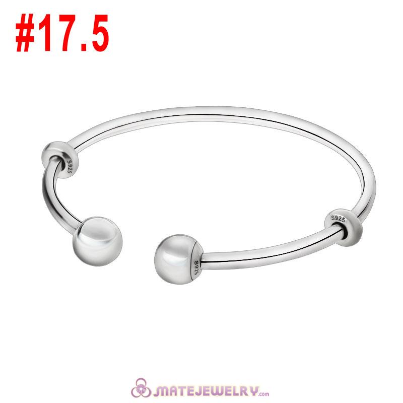 Adjustable Open Bangle 925 Sterling Silver with Round Ball