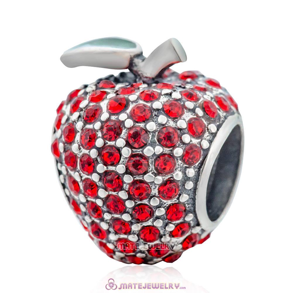 Sweet Sparkling Apple Charm with Red Crystal