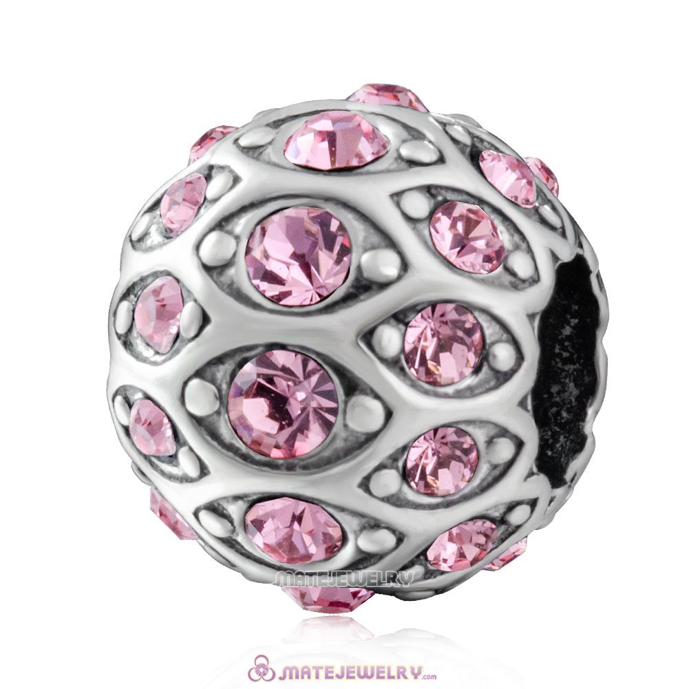 Pave Evil Eye Charm with Sparkling Pink Crystal