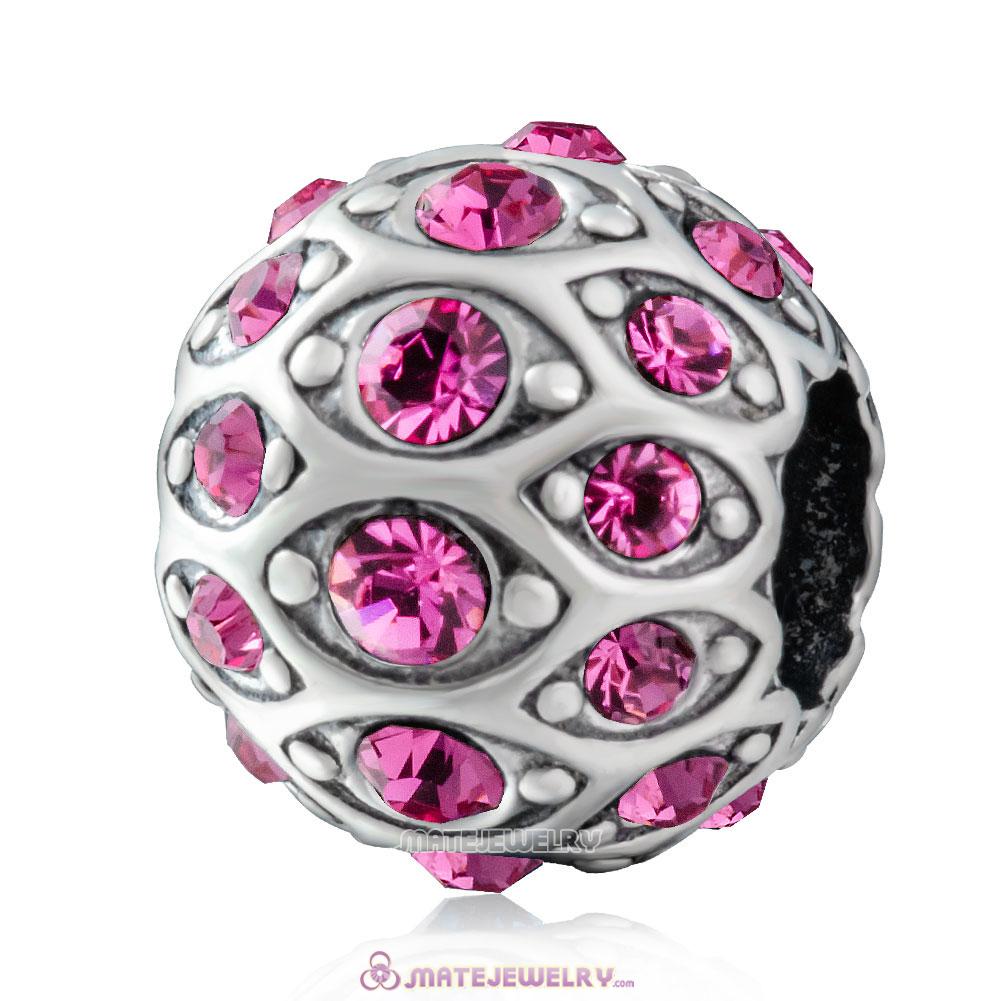 Pave Evil Eye Charm with Sparkling Rose Crystal