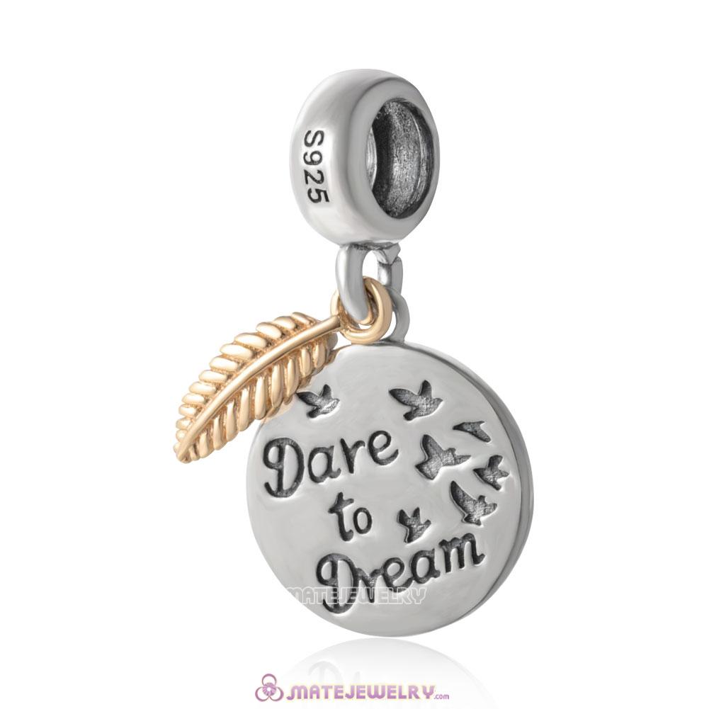 Dare to Dream with Golden Feather Dangle Charm