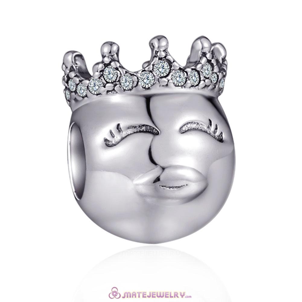 Silver Kiss Emoji Charms with Crown