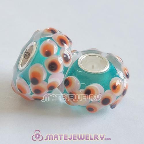 3d Eyes Murano Glass Beads with 925 Silver Core