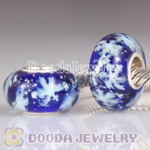 European Style Snowflake Glass Beads with Silver Shatter