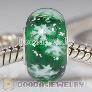 European Style Snowflake Glass Beads with Silver Shatter