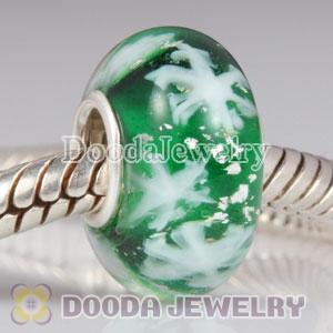 European Style Snowflake Glass Beads with Silver Shatter