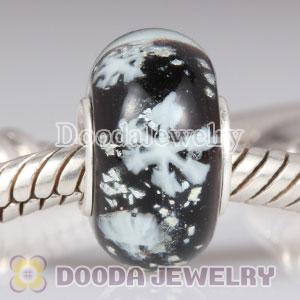 European Style Snowflake Glass Beads with Silver Shatter