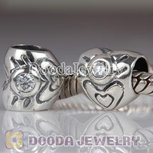 Largehole Jewelry Style Heart Charms with April Birthstone