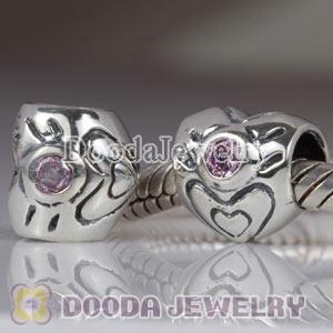 Largehole Jewelry Style Heart Charms with October Birthstone