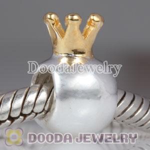 Gold Plated Crown Sterling Silver Charm Beads fit on European Bracelet