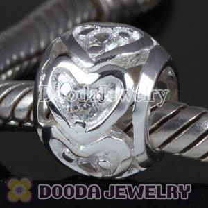 European Style Love Beads with White CZ Stone