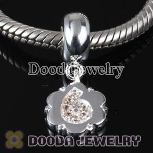 European Style Digit Charms Dangle Number 6 Bead with CZ Stone