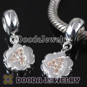 European Style Digit Charms Dangle Number 4 Bead with CZ Stone