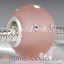 Kerastyle Silver Frosted Glass Charm Bead with Austrian crystal Accents suit European Largehole Jewelry Bracelet
