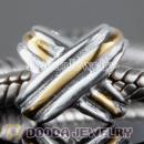 Gold Plated Crisscross Sterling Silver Charm Beads fit on European Largehole Jewelry Bracelet