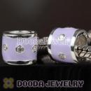 Sterling Silver Enamel Lavender Promise Bead with Stone fit European Largehole Jewelry Bracelet