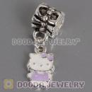 Wholesale silver plated Kitty Cat bead Enamel Purple