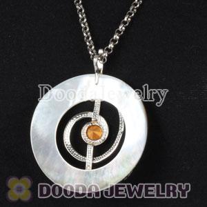 Sterling Silver with CZ Stone Fashion Shell Pendant suit European Necklace