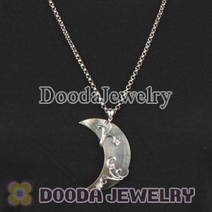 Sterling Silver Flower with CZ Stone Shell Pendant fit European Necklace